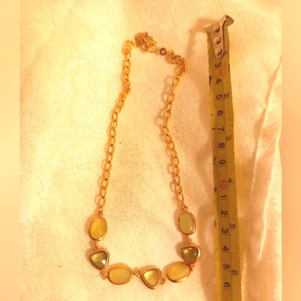 Monet green tones and gold tone necklace and dangle earing set